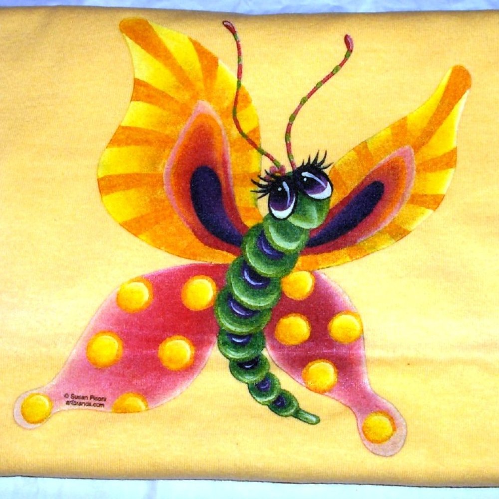 Yellow   Butterfly     Short Sleeve Tee Shirt